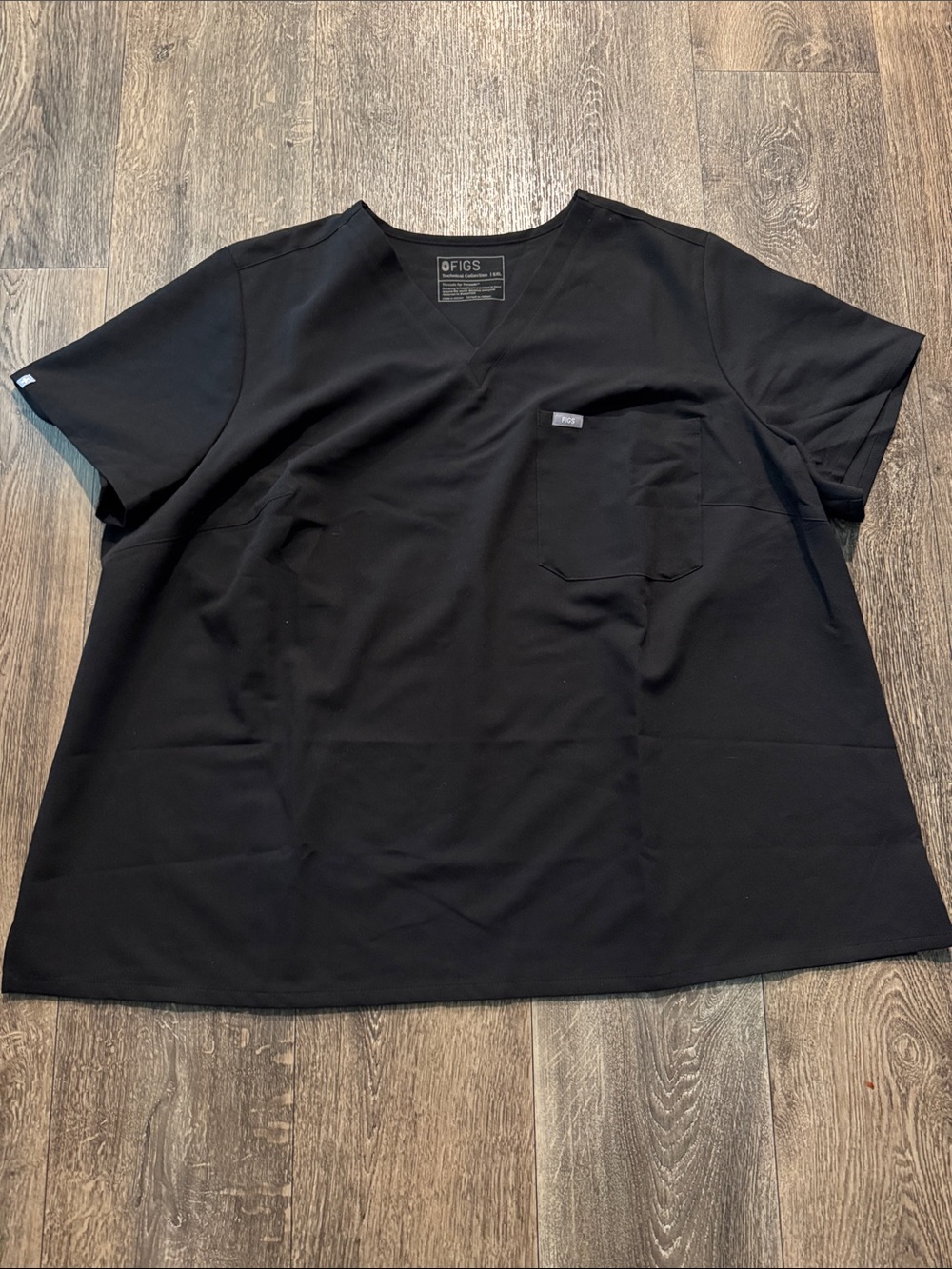 Figs Black V-Neck Pocket Tee